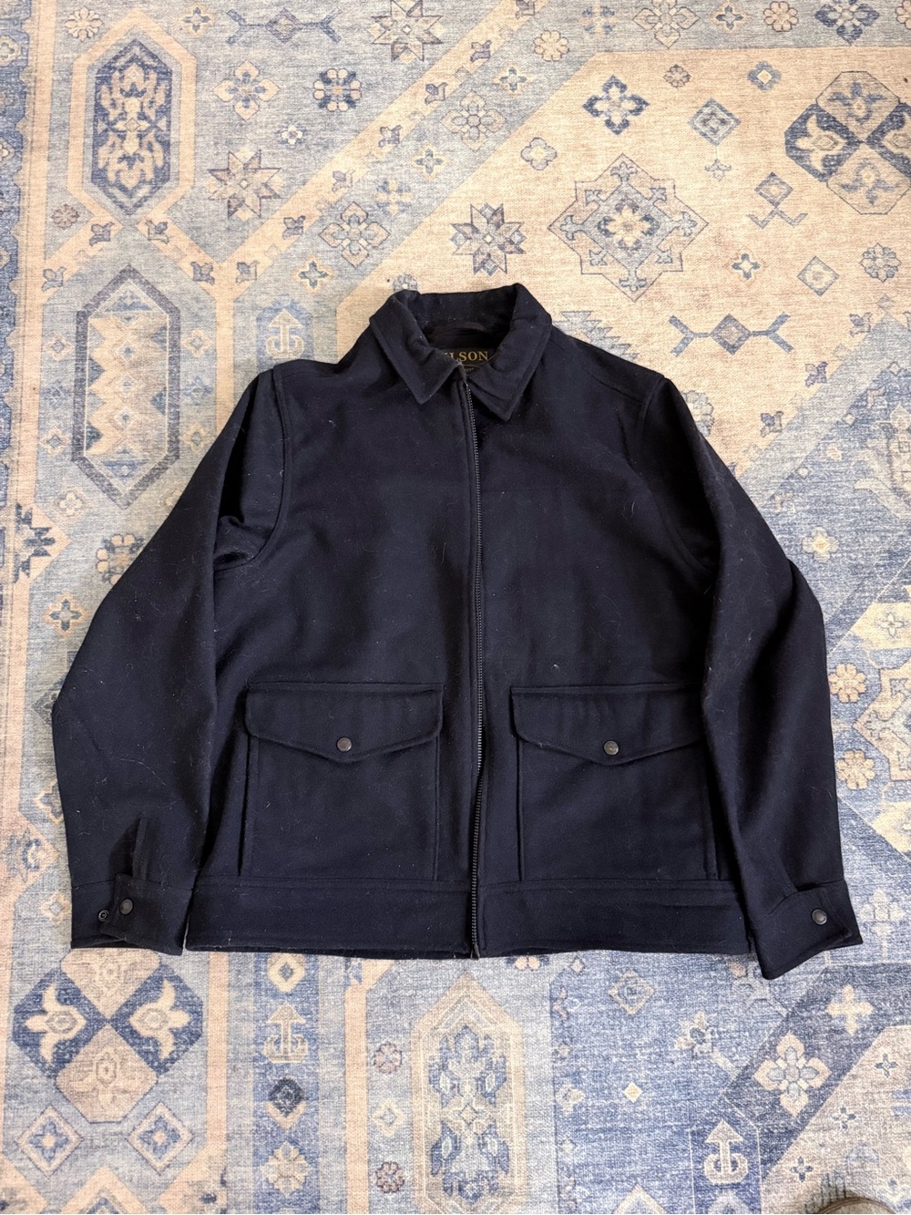 Filson Rugged Wool Short Cruiser Jacket Navy L, Pockets